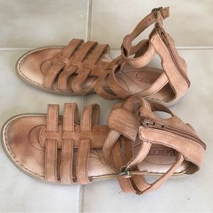 Born Tan Leather Gladiator Sandals Womens Size 8